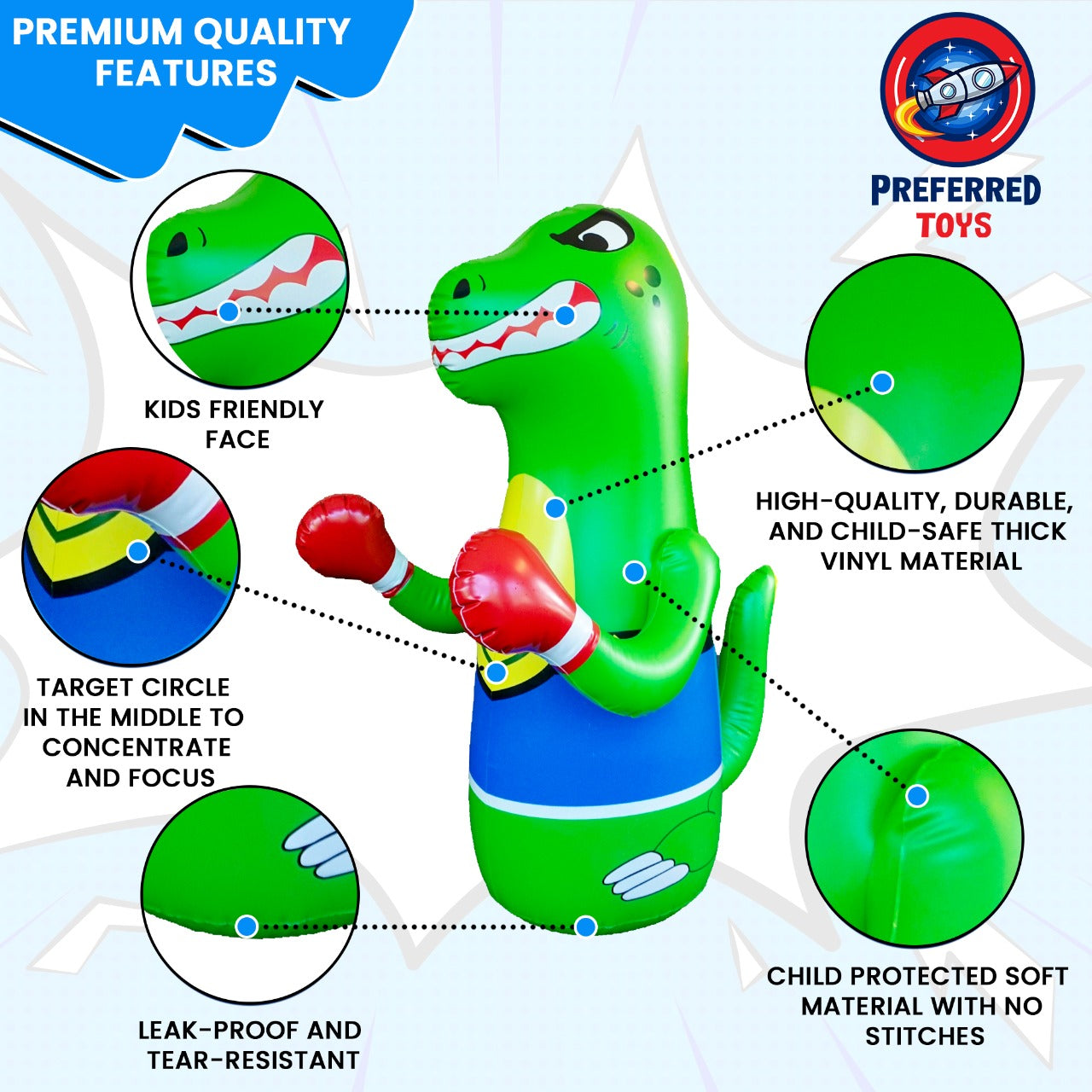Features of Dinasaur Punching Bag