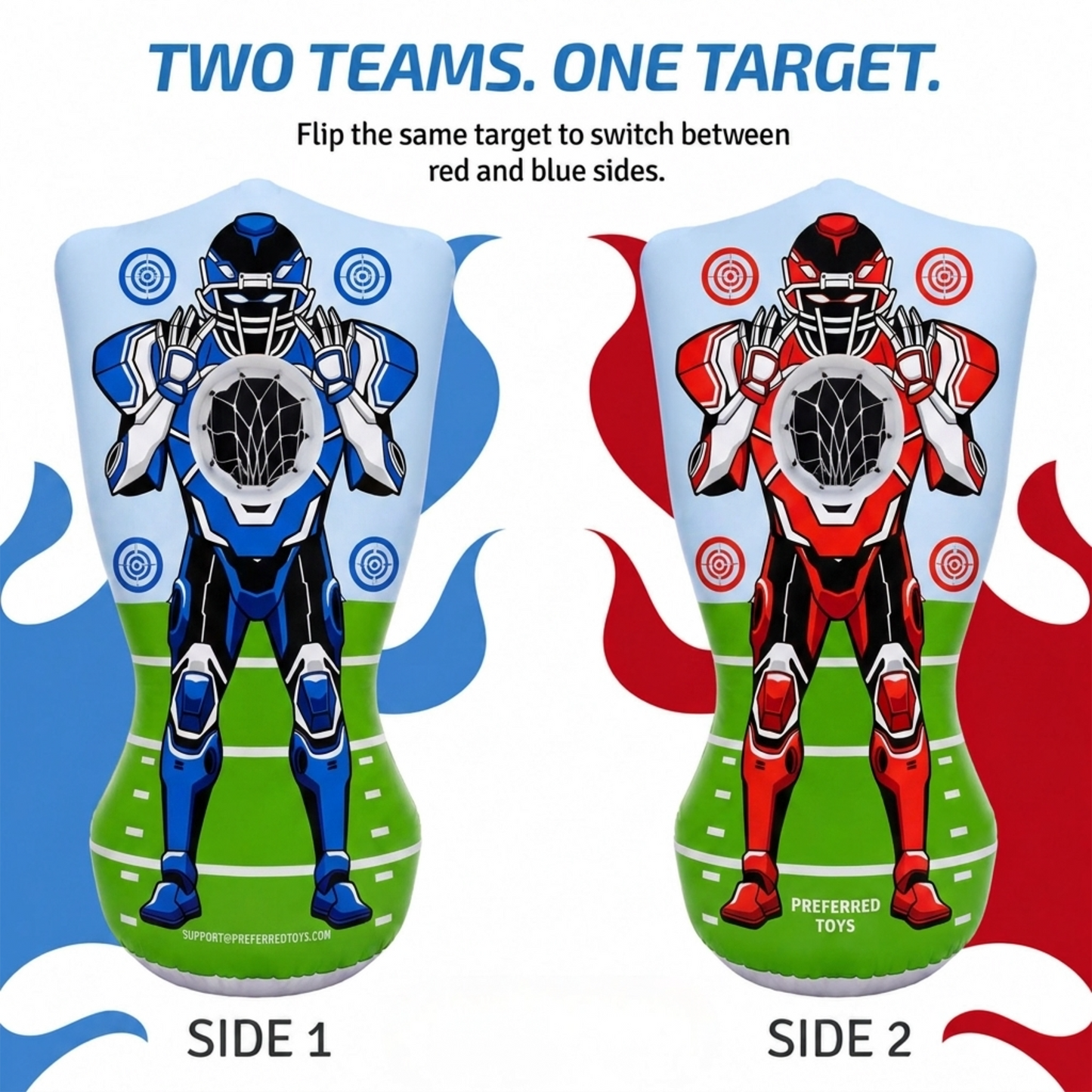 Preferred Toys Inflatable Football Target - Double-Sided Toss Football Training Game with Mini Footballs - Fun Kids Throwing Football Games for Indoors, Outdoors, Birthdays, Camping, Beach - 65 Inch