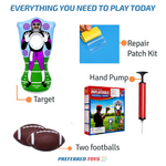 Preferred Toys Inflatable Football Target - Double-Sided Toss Football Training Game with Mini Footballs - Fun Kids Throwing Football Games for Indoors, Outdoors, Birthdays, Camping, Beach - 65 Inch