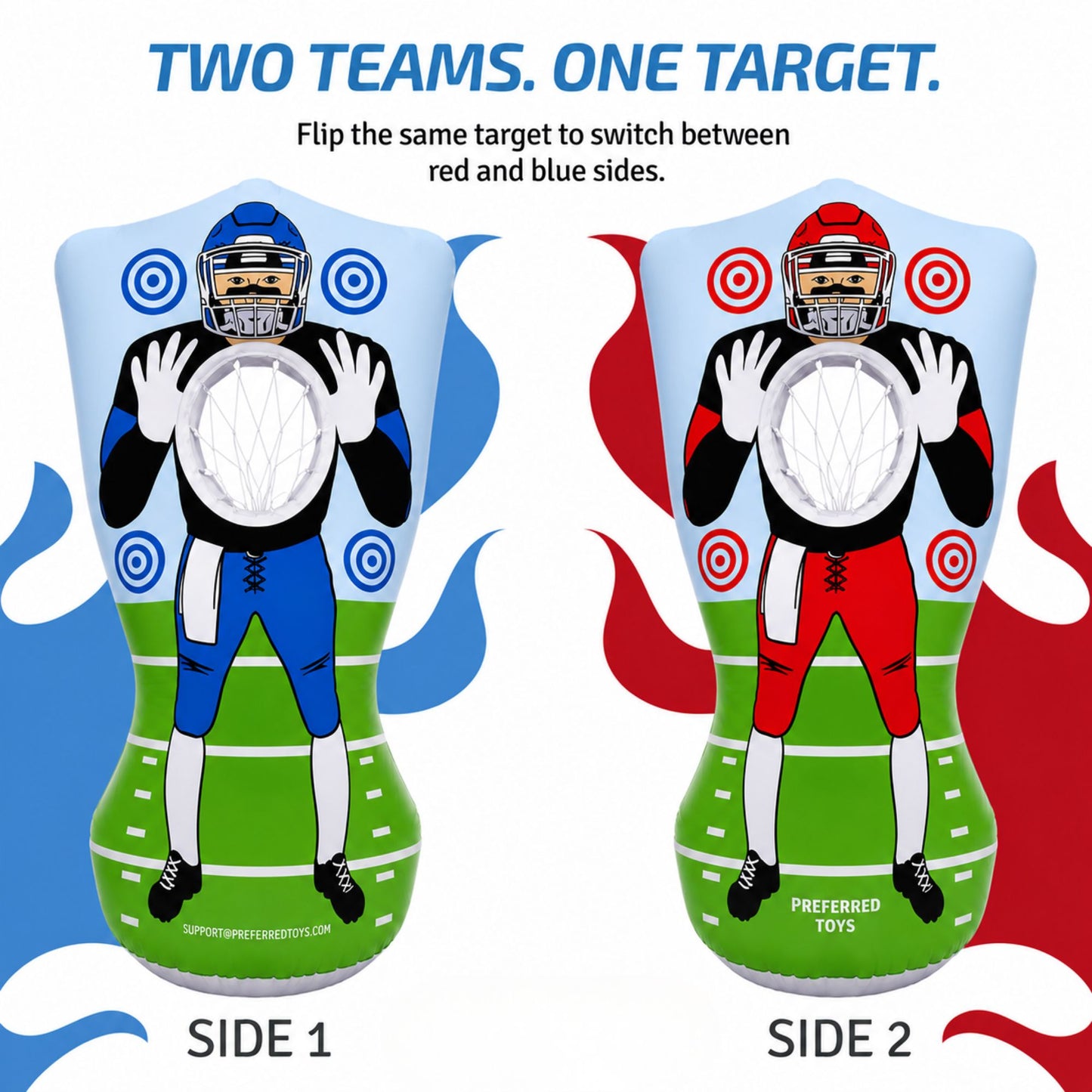 Inflatable Football Target - Double-Sided Toss Football Training Game with Mini Footballs - Fun Kids Throwing Football Games for Indoors, Outdoors, Birthdays, Camping, Beach - 65 Inch