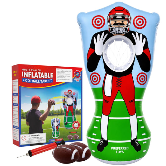 Inflatable Football Target - Double-Sided Toss Football Training Game with Mini Footballs - Fun Kids Throwing Football Games for Indoors, Outdoors, Birthdays, Camping, Beach - 65 Inch