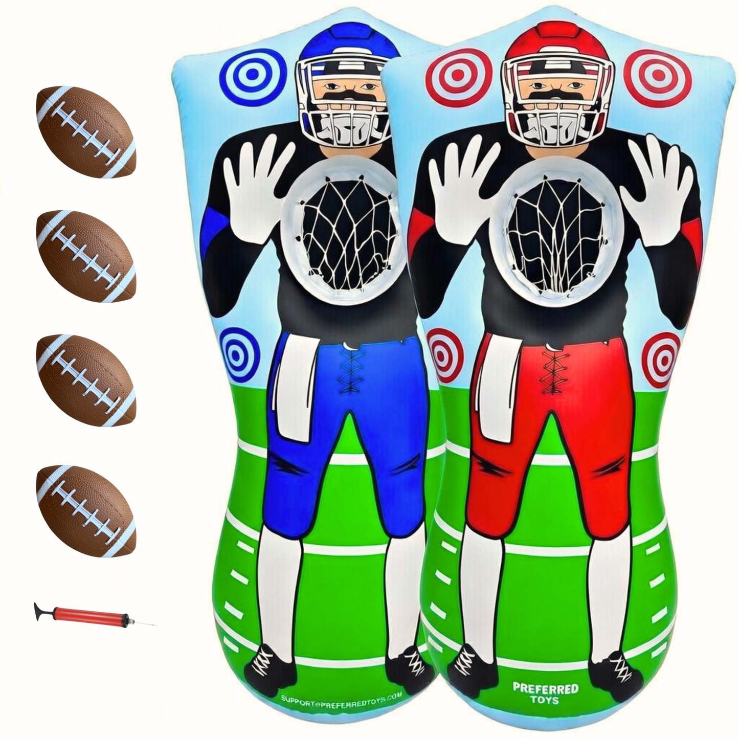 2-Pack 65” Inflatable Football Target Toss Game Set – Double-Sided Throwing Targets with Mini Footballs – Backyard, Tailgate & Party Game for Kids and Adults
