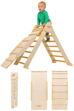 Preferred Toys Pikler Triangle - 3 in 1 Montessori Climbing Set with Slide & Climber Wall - Foldable Kids Indoor Play Equipment Gym for Boys & Girls